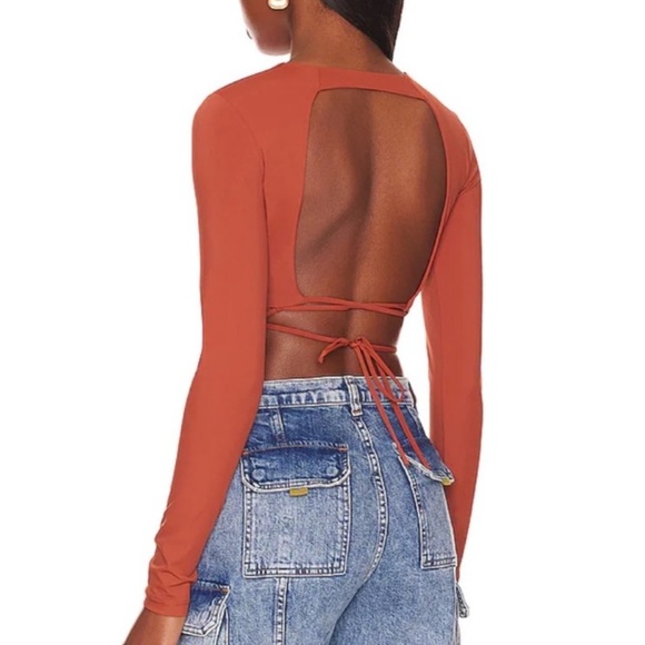 Alix NYC Declan crop top terra cotta long sleeve open back excellent Size M - Picture 3 of 9